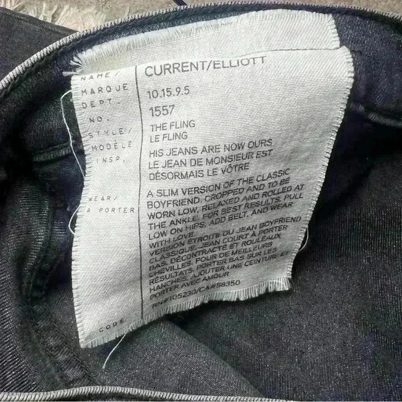 Current/Elliott The Fling Evermore Dark Gray Distressed Wash Denim Jeans Size 32 - Picture 13 of 13